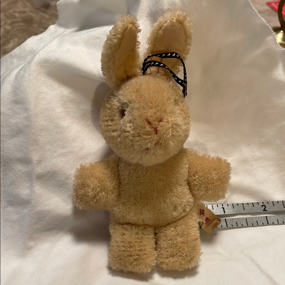 Shanghai Doll Factory Mohair wool rabbit plush ornament.